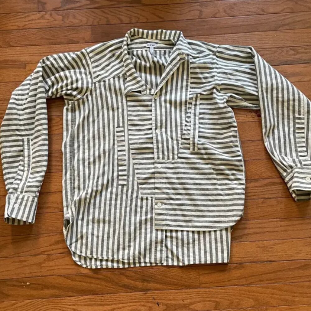 LOEWE asymmetrical striped button-up